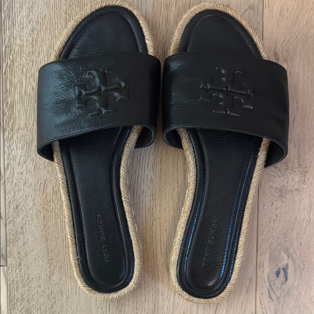 Tory Burch Everly Espadrille Slide sandals black size 7
